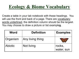 Ecology & Biome Vocabulary