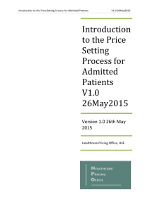 Introduction to the Price Setting Process for Admitted Patients V1.0
