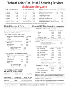 Color Film, Scan & Print Prices