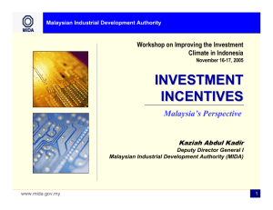 INVESTMENT INCENTIVES