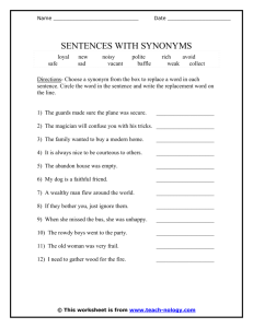Sentences With Synonyms - Teach