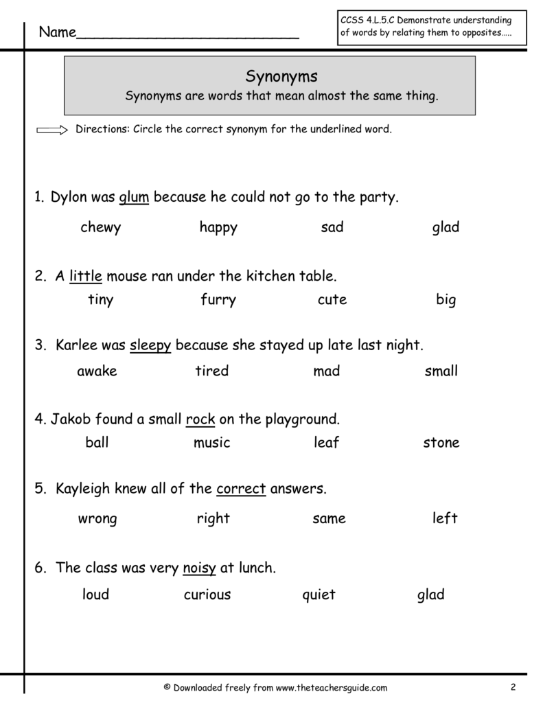 match-synonyms-worksheet-2-estudynotes