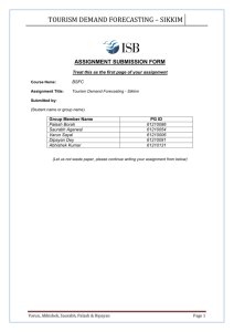 TOURISM DEMAND FORECASTING – SIKKIM