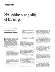 SEC Addresses Quality of Earnings