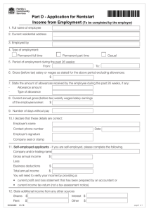 Application for Rentstart - Income from Employment Form