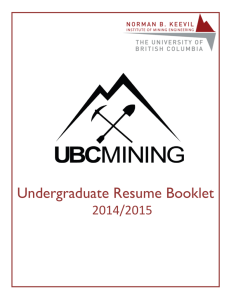 Undergraduate Resume Booklet - NBK Mining Engineering, UBC