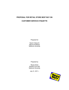 PROPOSAL FOR RETAIL STORE BEST BUY ON CUSTOMER