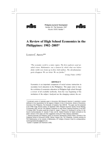 A Review of High School Economics in the Philippines