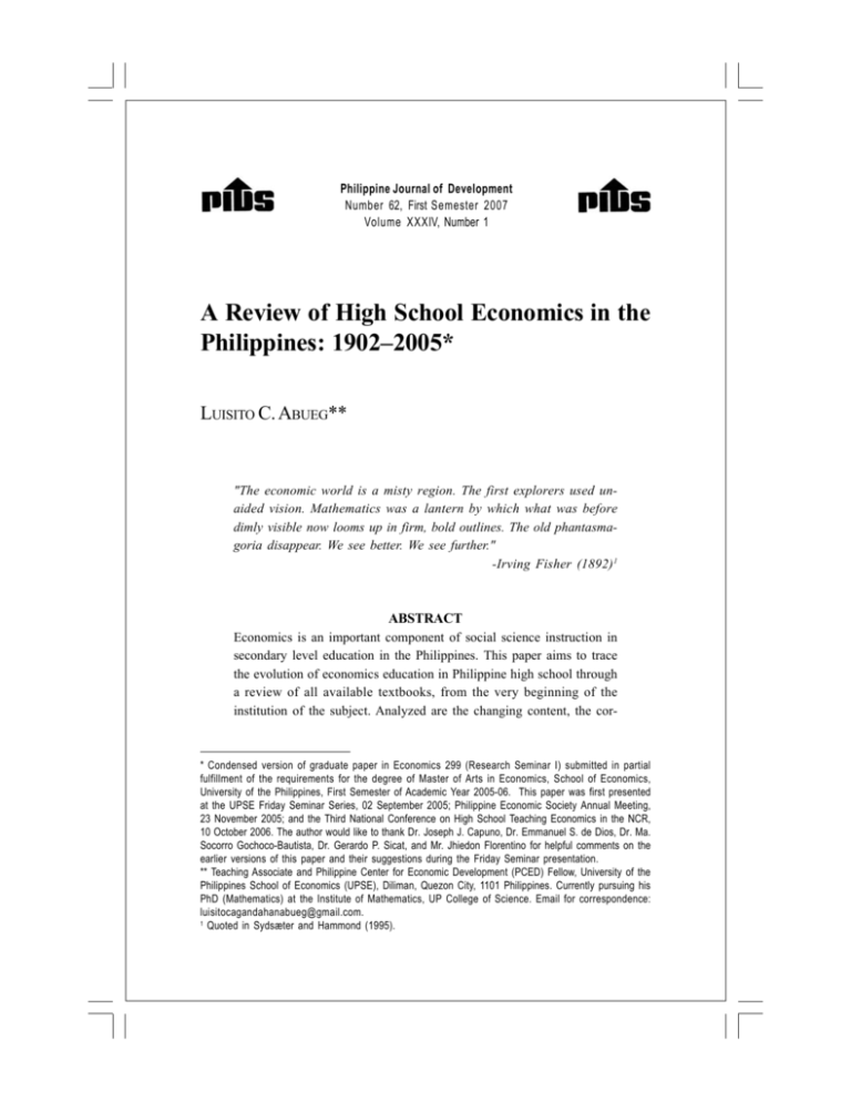 economics research paper topics in philippines