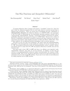 One-Way Functions and - Cryptology ePrint Archive