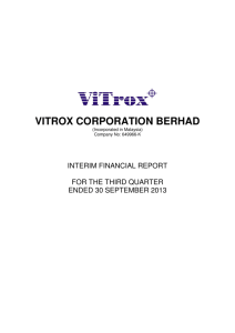 Quarterly Report For The Financial Period Ended 30 September 2013