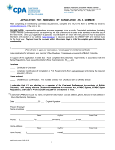 application for admission by examination as a member