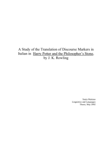 A Study of the Translation of Discourse Markers in Italian in Harry