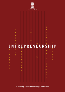 A report on Entrepreneurship - National Knowledge Commission