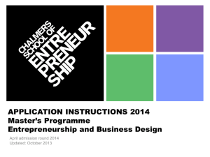 APPLICATION INSTRUCTIONS 2014 Master's Programme