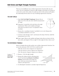 Unit Circle and Right Triangle Functions