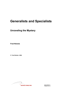 Generalists and Specialists