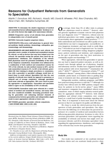 Reasons for Outpatient Referrals from Generalists to Specialists