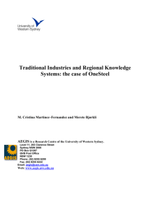 Traditional Industries and Regional Knowledge Systems: the case of