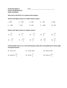 Scholarship Algebra II Name Circular Trig Worksheet #1 Angles and