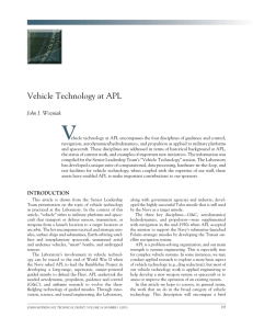 Vehicle Technology at APL - The Johns Hopkins University Applied