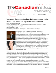 Managing the promotional marketing aspect of a global brand: The