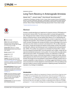 Long-Term Recency in Anterograde Amnesia