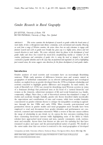 Gender Research in Rural Geography