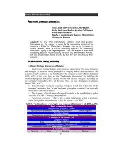 Revista Tinerilor Economiúti POSITIONING STRATEGIES OF