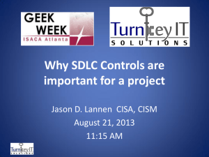 Why SDLC controls are important for a Project