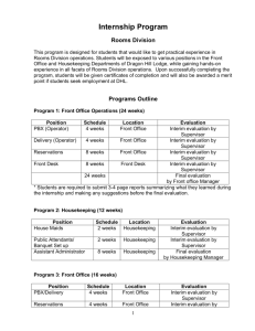Rooms Division Internship Program Outline