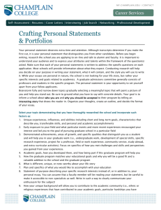 Crafting Personal Statements & Portfolios