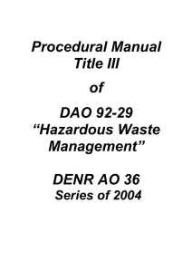 Procedural Manual Title III of DAO 92