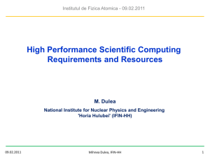 High Performance Scientific Computing Requirements and