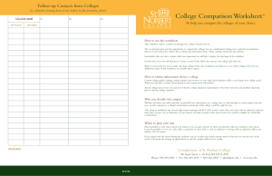 College Comparison Worksheet