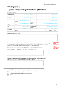 UTS:Engineering Appendix A Capstone Registration Form (White