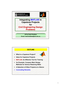 Integrating MATLAB in g g g g Capstone Projects for Civil