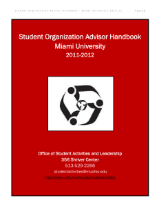 Student Organization Advisor Handbook Miami University