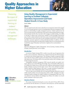 Using Quality Management in Experiential Learning to