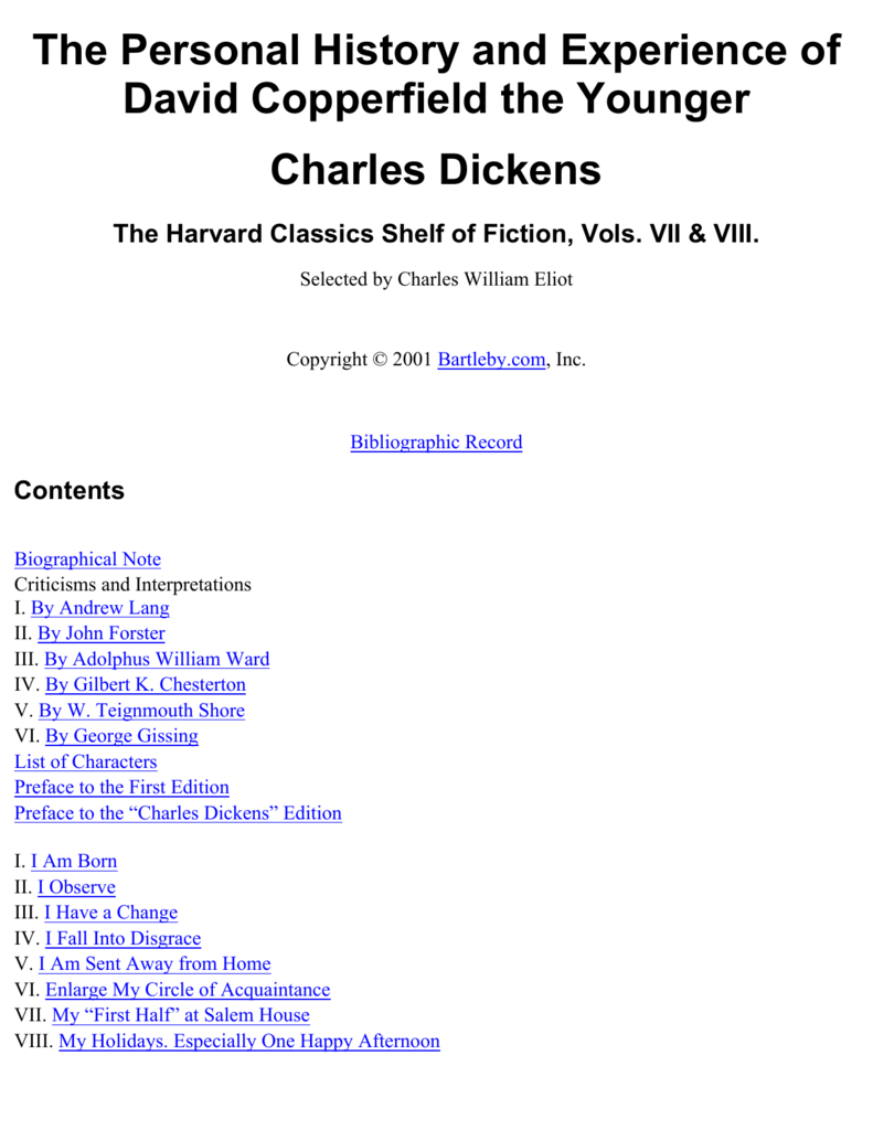 The Personal History And Experience Of David Copperfield The