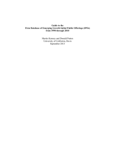 Guide to the Firm Database of Emerging Growth Initial Public