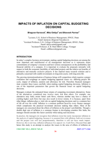Impacts Of Inflation On Capital Budgeting Decisions