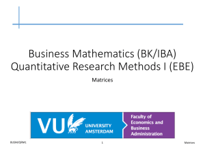 Business Mathematics (BK/IBA) Quantitative Research Methods I