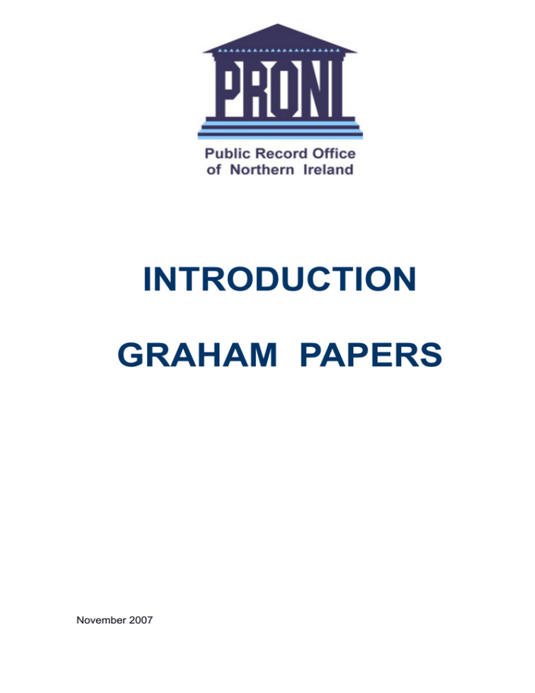Introduction To The Graham Papers Public Record Office Of Northern