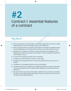 Contract I: essential features of a contract