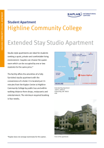 Highline Community College Extended Stay Studio Apartment
