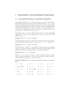1 Exponential to and Logarithmic Expressions