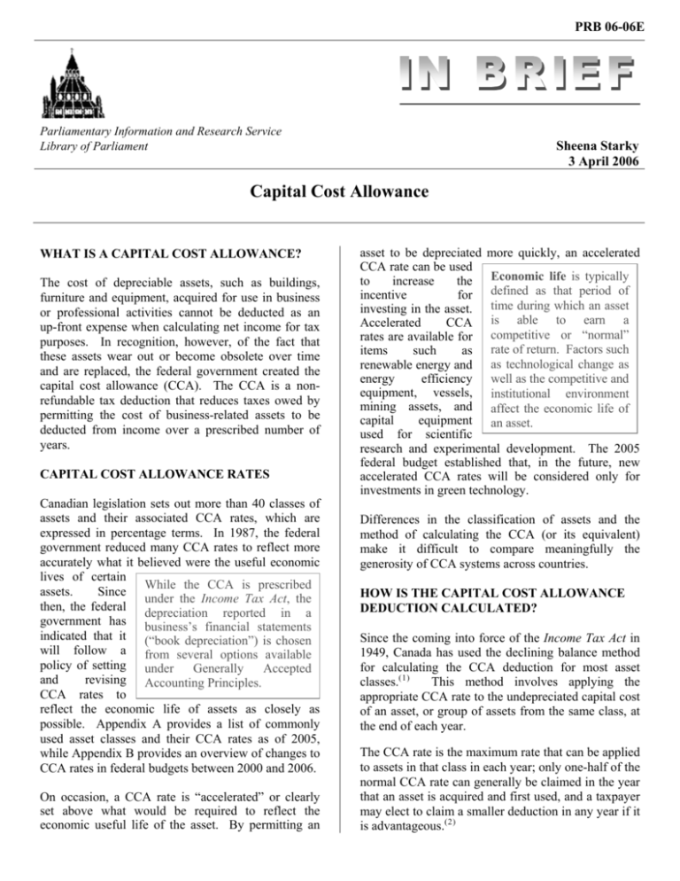 Capital Cost Allowance