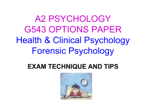 A2 PSYCHOLOGY G543 OPTIONS PAPER Health & Clinical