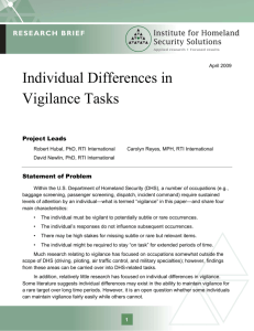 Individual Differences in Vigilance Tasks
